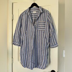 Caslon Striped 100% Linen Shirt Dress